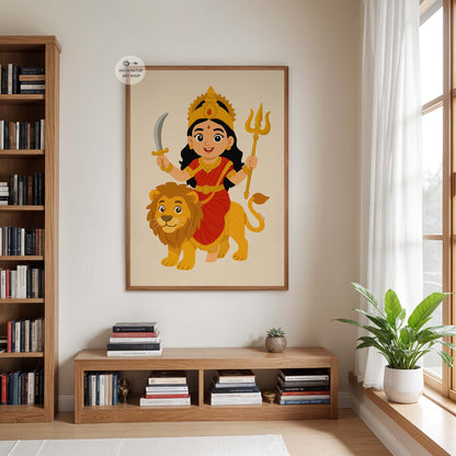 Navratri inspired Baby Durga artwork symbolizing feminine energy and divine blessings.