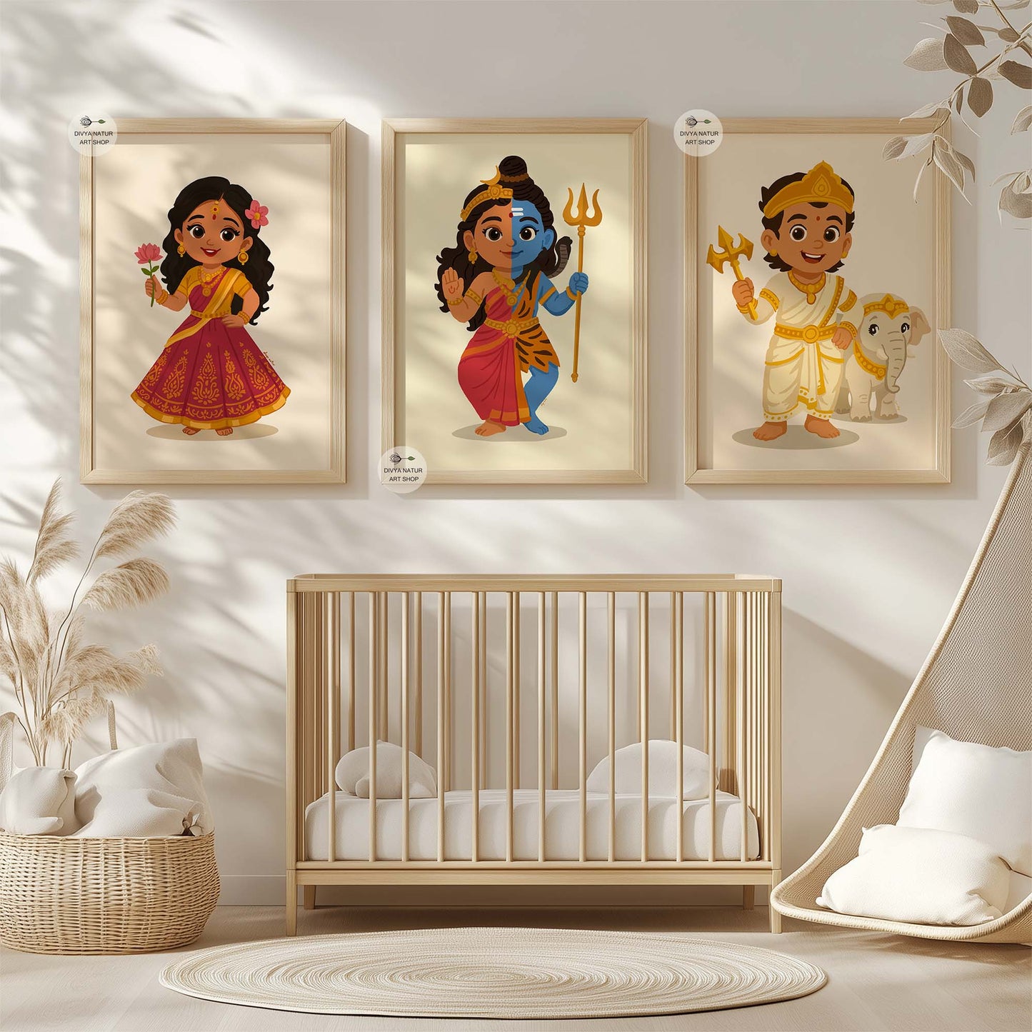 Baby Indra devotional wall print symbolizing strength leadership and protection