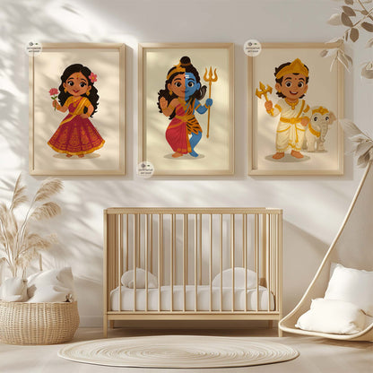 Baby Indra devotional wall print symbolizing strength leadership and protection