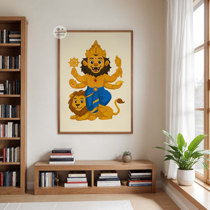 Protective nursery wall art inspired by Narasimha avatar