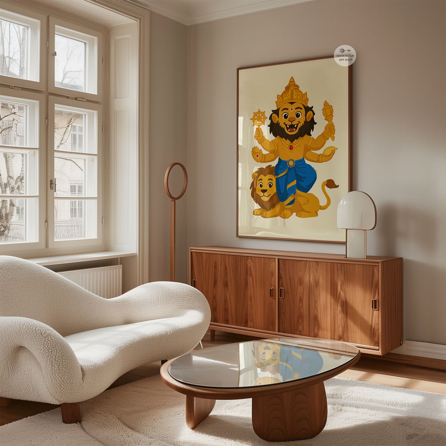 Baby Narasimha spiritual wall print for protection themed room