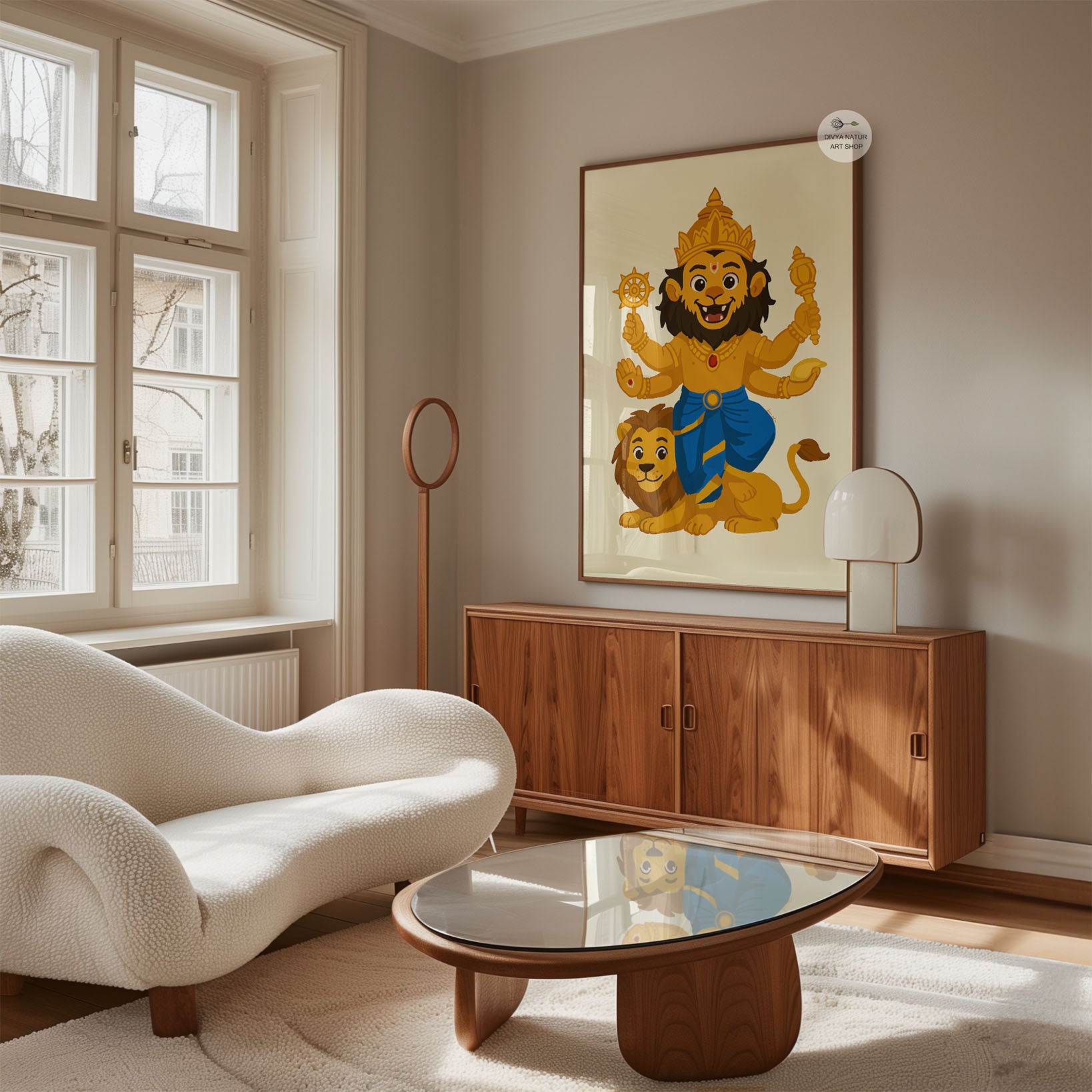 Baby Narasimha spiritual wall print for protection themed room