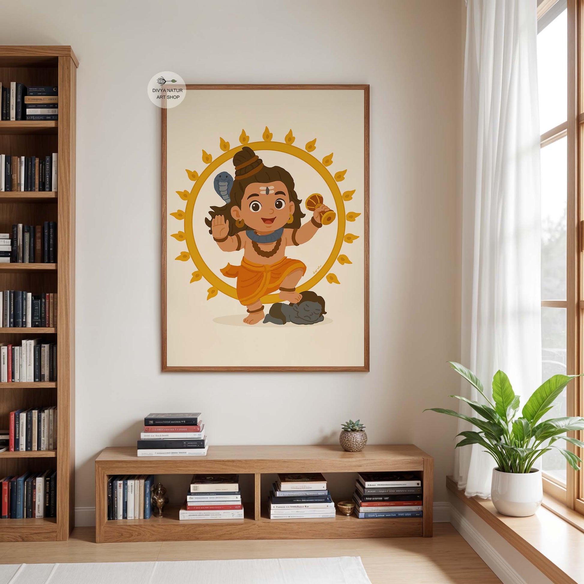 Baby Shiva Nataraja artwork with blessing hand for spiritual nursery styling