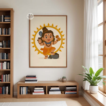 Baby Shiva Nataraja artwork with blessing hand for spiritual nursery styling