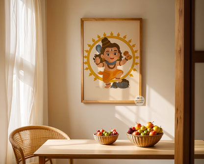 Cultural Indian nursery artwork featuring hand illustrated Baby Nataraja