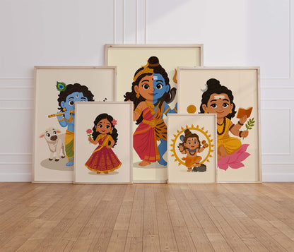 Cultural Indian nursery artwork showing Baby Radha in ornate lehenga