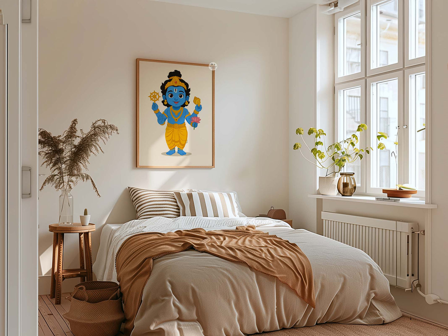 Illustrated Hindu deity Baby Vishnu print for baby shower gift and cultural nursery wall art