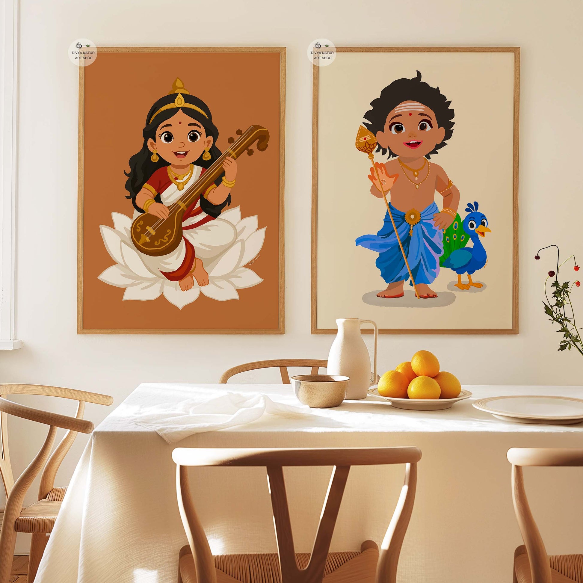 Baby Saraswati fine art print – perfect gift for Navratri, Vasant Panchami, or Diwali celebrations