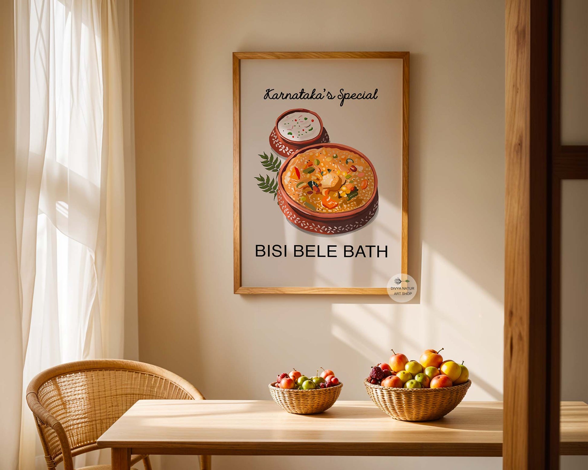 Karnataka cuisine art featuring iconic Bisi Bele Bath.