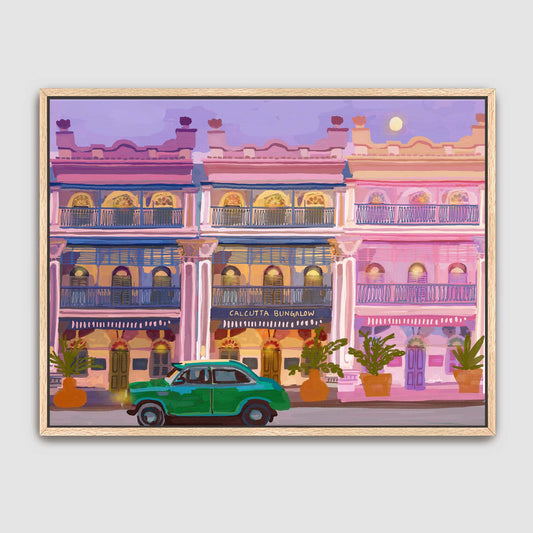 Calcutta Bungalow Wall Art Print | Indian Heritage Kolkata Painting