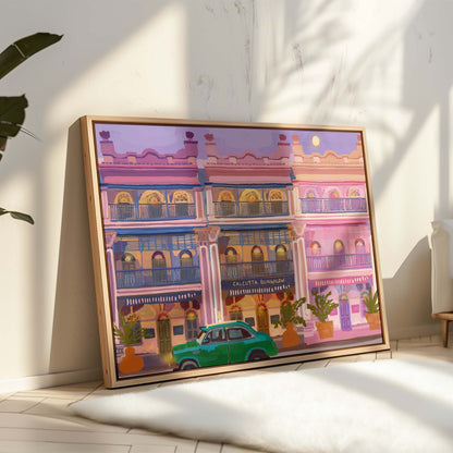 Calcutta Bungalow Wall Art Print | Indian Heritage Kolkata Painting