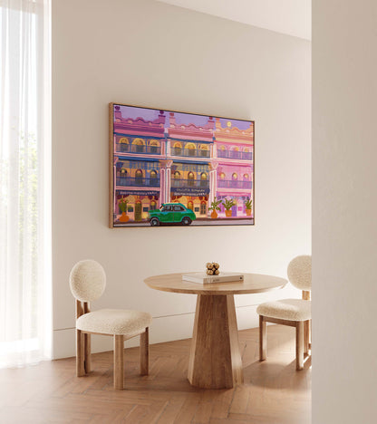 Calcutta Bungalow Wall Art Print | Indian Heritage Kolkata Painting