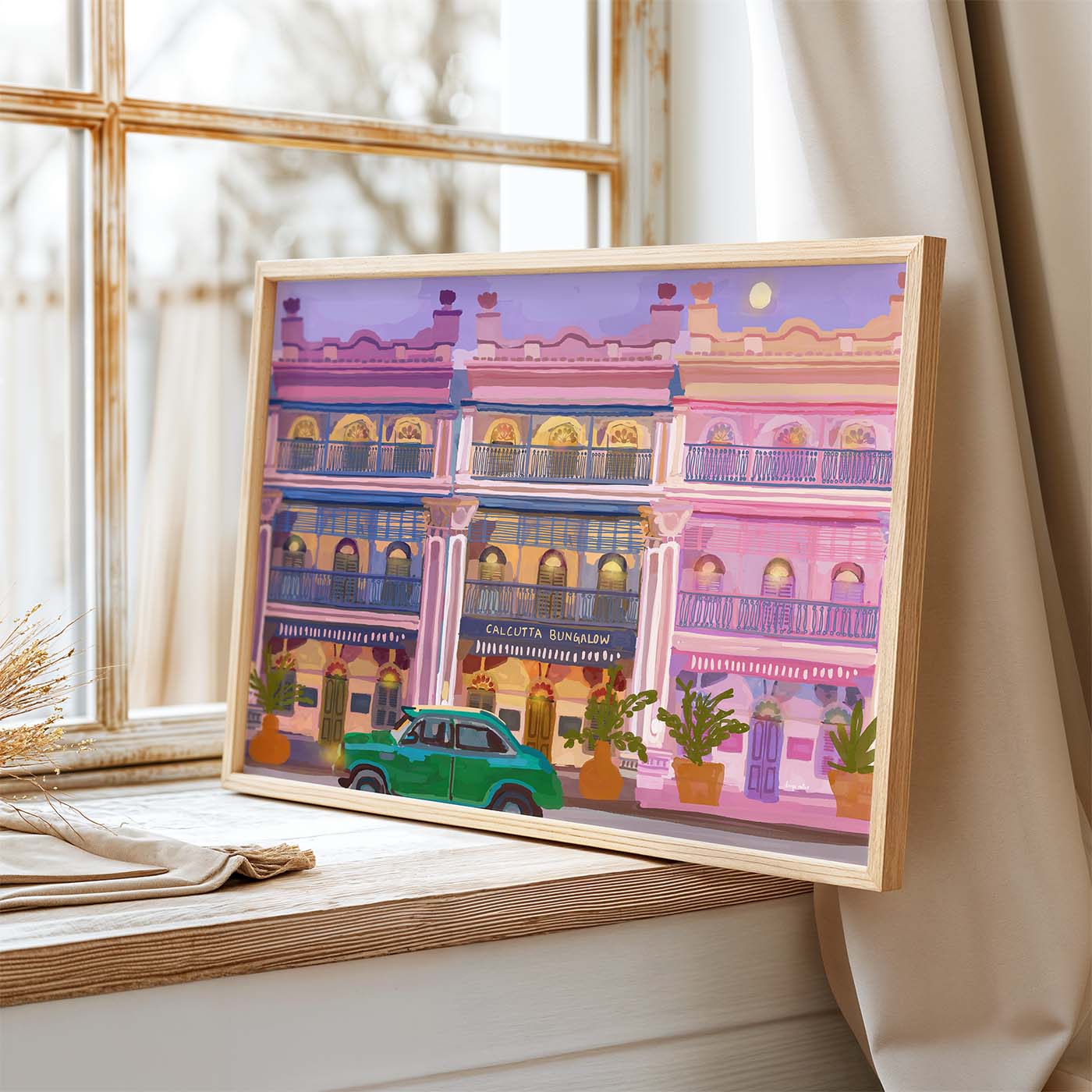 Calcutta Bungalow Wall Art Print | Indian Heritage Kolkata Painting
