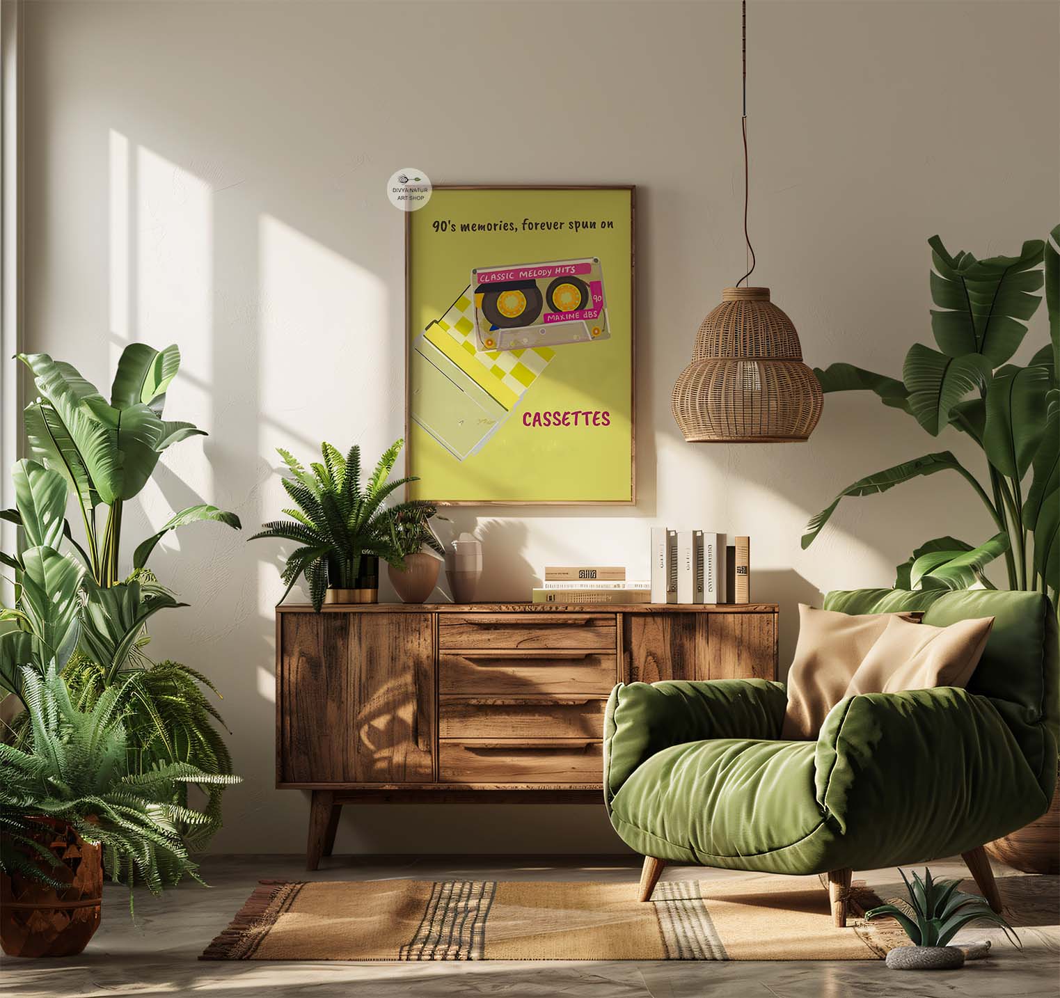 Vibrant cassette tape artwork for music lovers and vintage decor enthusiasts