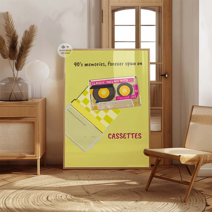 Colorful cassette art print – ideal for fans of 90s nostalgia and music