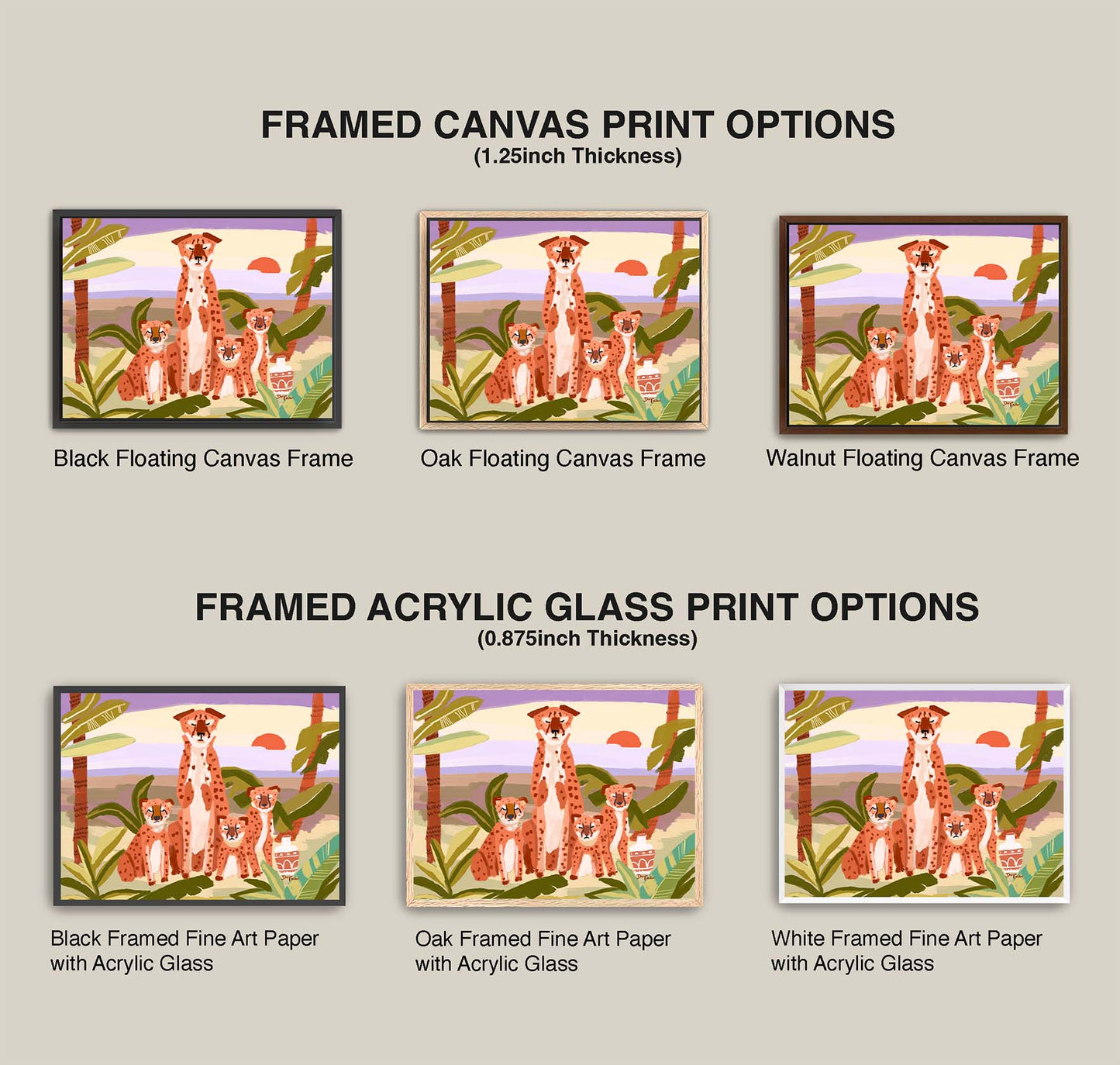 Cheetah Family at Sunset – Fine Art Print