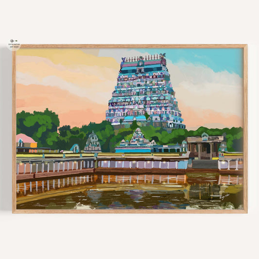 Chidambaram Temple at Dusk – South Indian Gopuram Wall Art Print