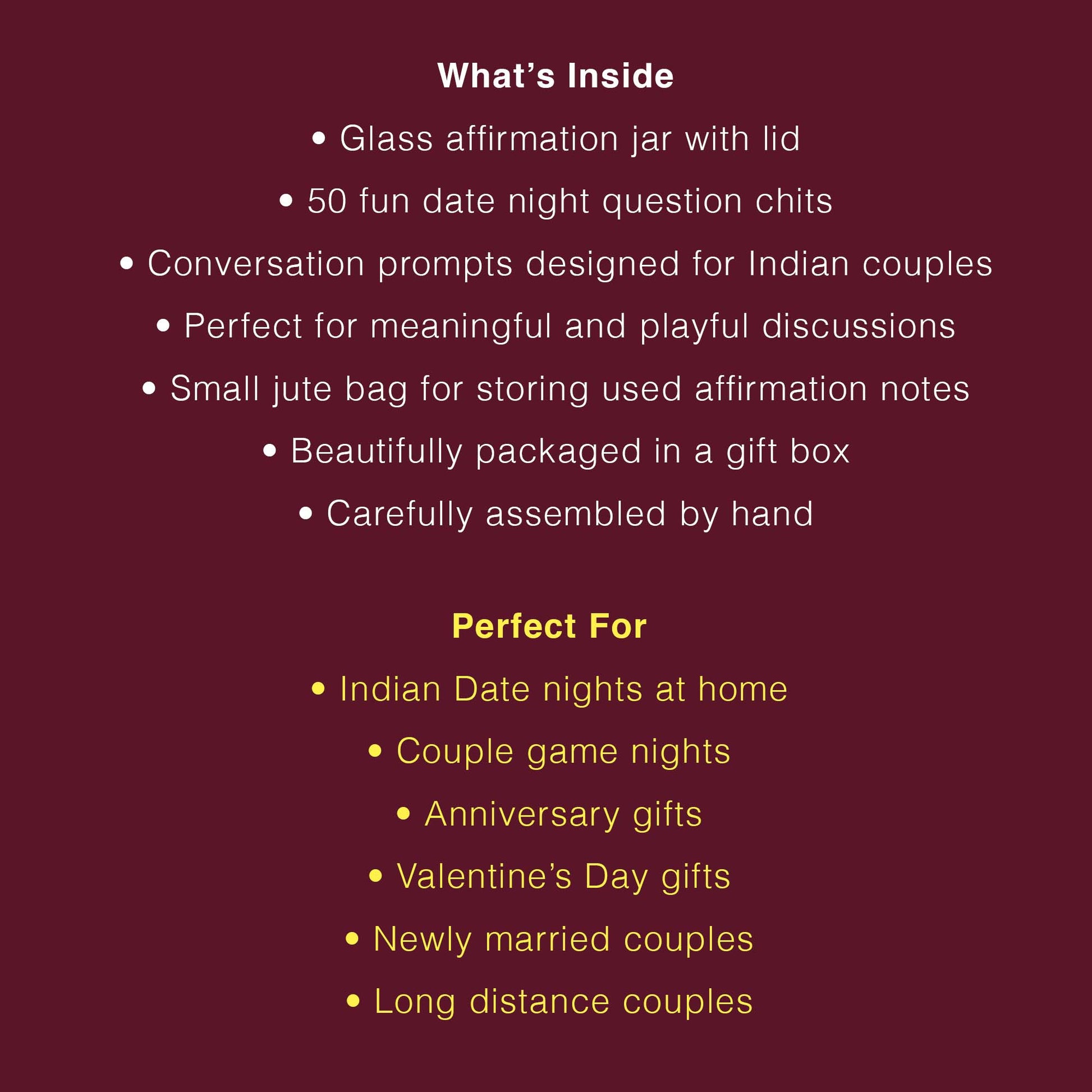 Romantic conversation jar designed to create fun and meaningful moments for couples