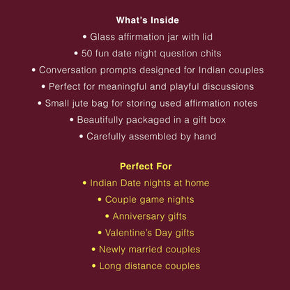 Romantic conversation jar designed to create fun and meaningful moments for couples