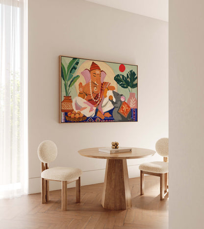 Abstract Indian Ganesha Art Print | Contemporary Indian Folk Wall Art