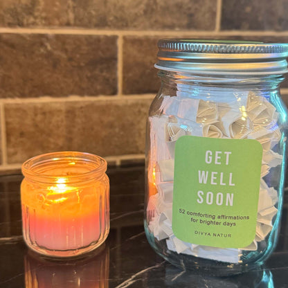 Get well soon affirmation jar filled with comforting messages for healing and encouragement

