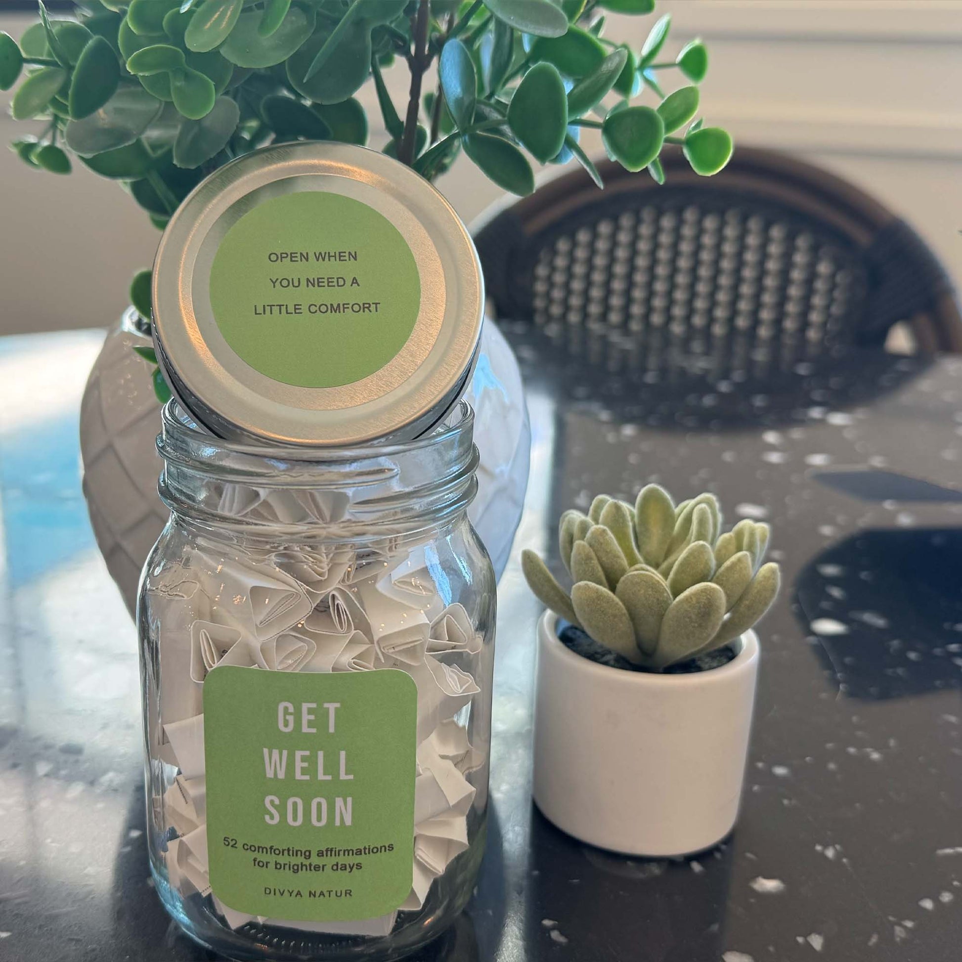 Recovery affirmation jar gift filled with uplifting messages for brighter days