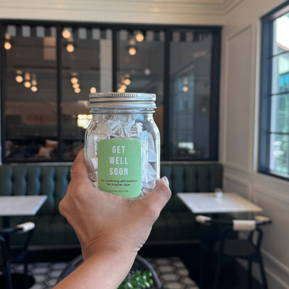 Comfort affirmation jar designed to encourage healing and positive thinking