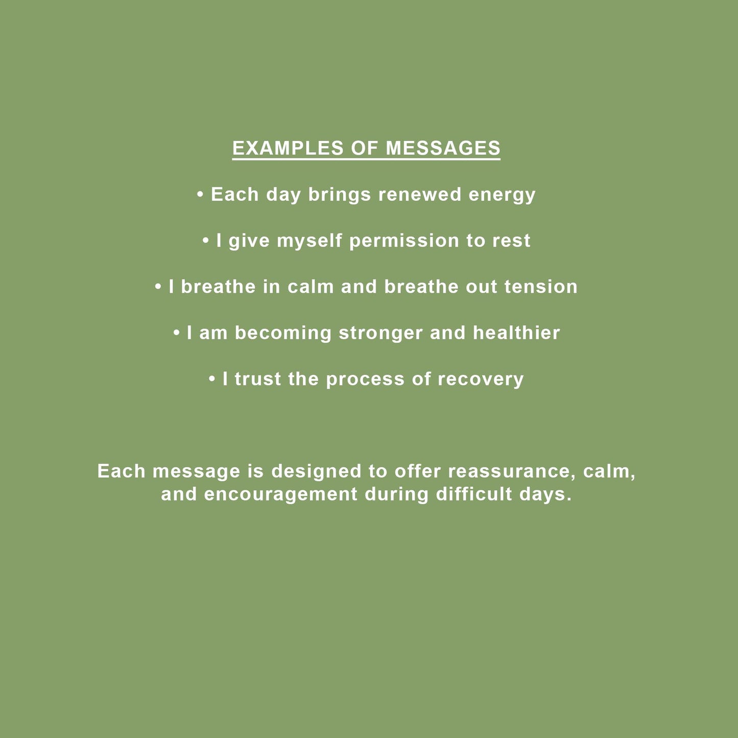 List of motivational messages on a green background