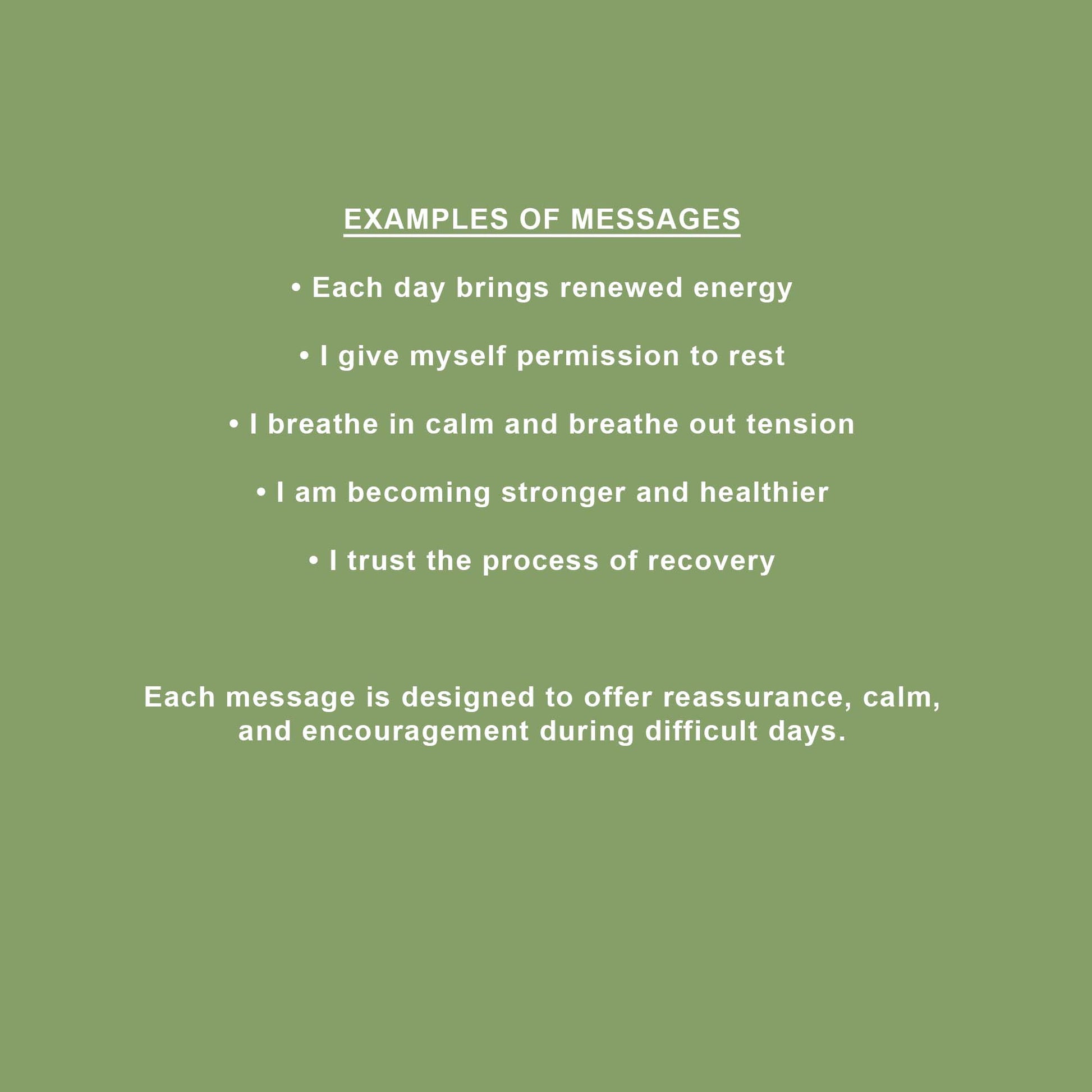 List of motivational messages on a green background