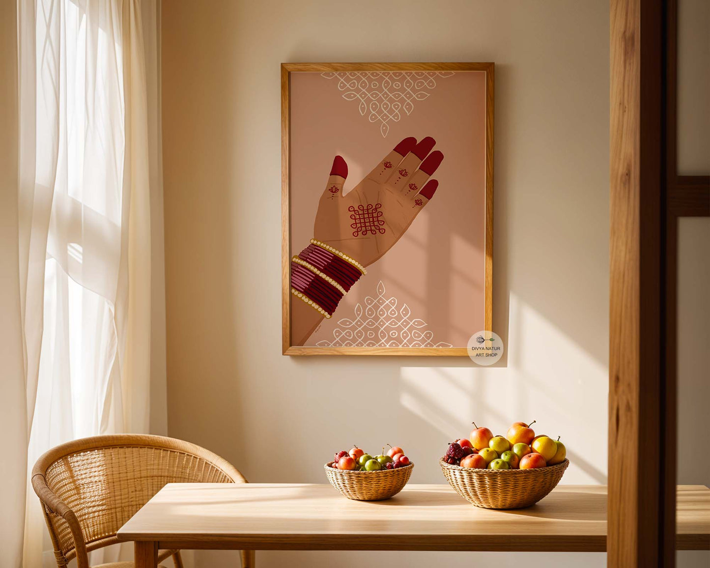 Bridal inspired Indian artwork with alta fingers and minimal cultural design