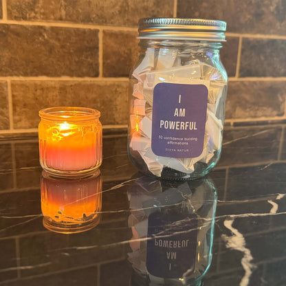 Confidence affirmation jar with 52 uplifting messages designed to inspire courage and self belief