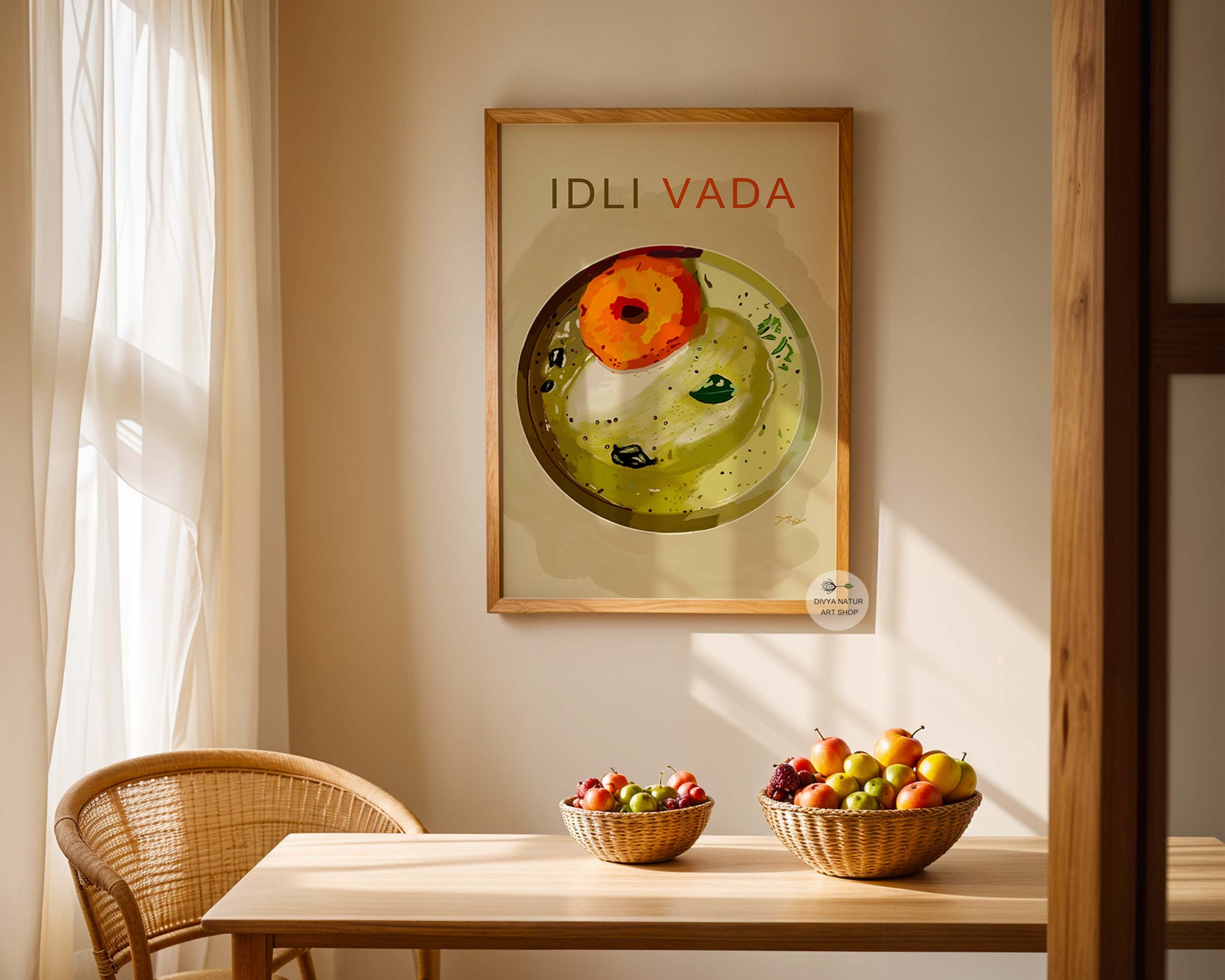 South Indian food art featuring traditional breakfast dishes.