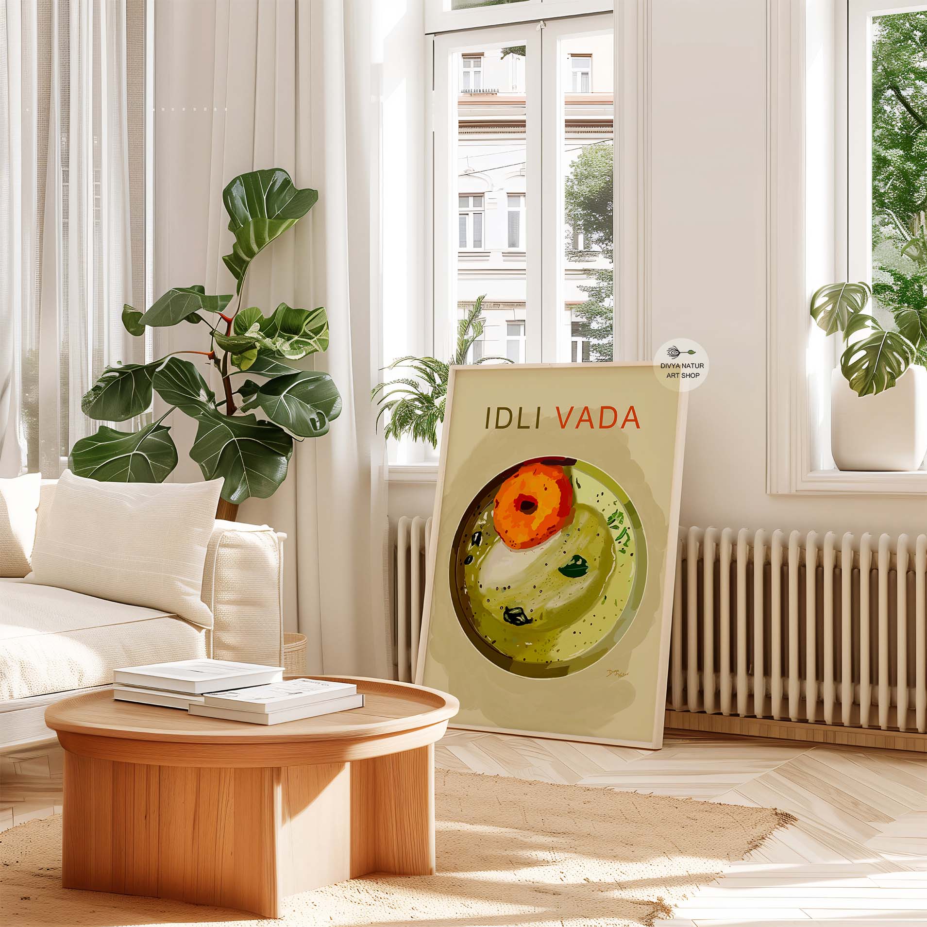 Kitchen wall art inspired by South Indian delicacies.