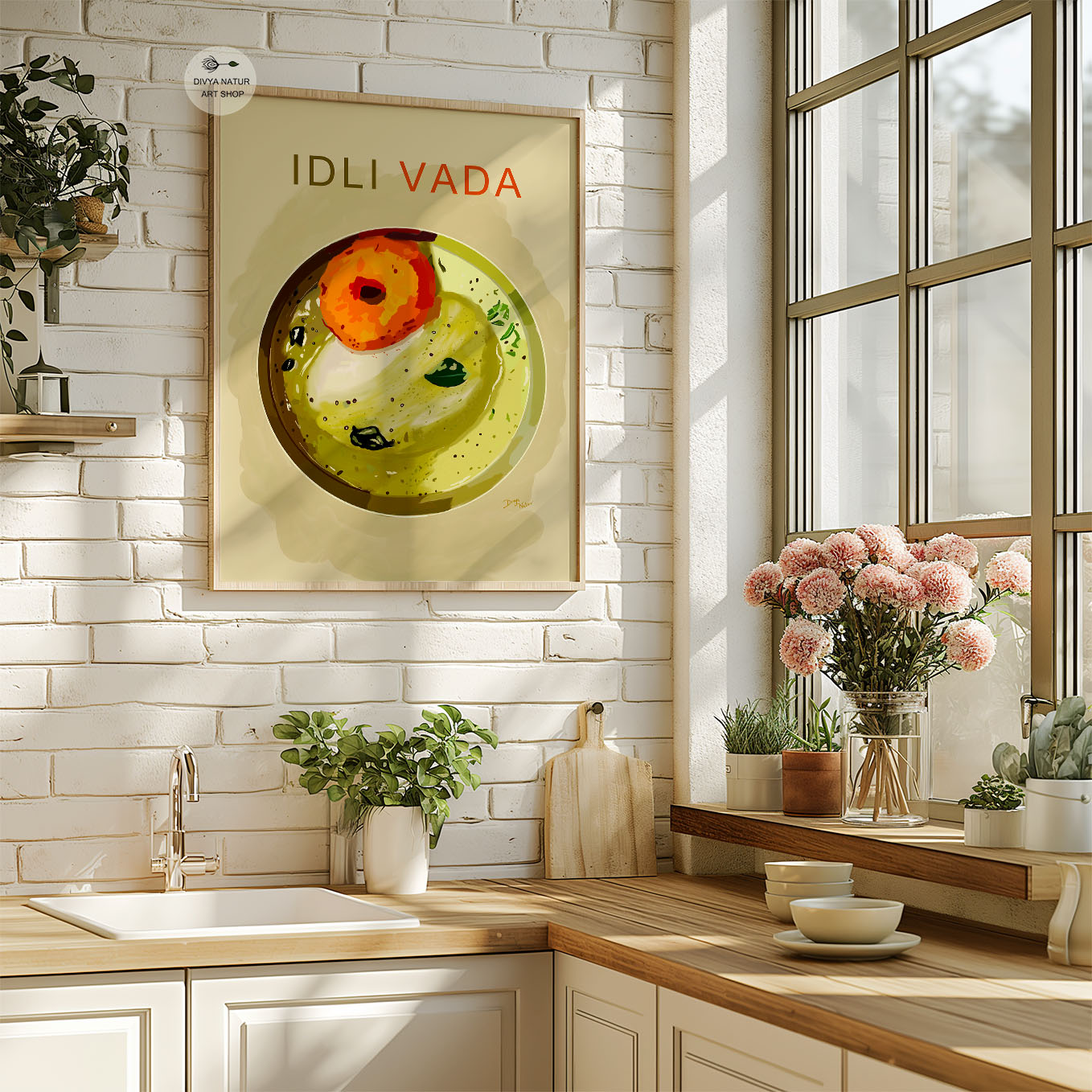 Colorful South Indian food-themed artwork for home decor.