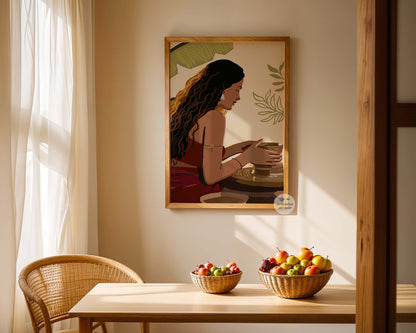 Woman pottery artwork perfect for mindful living, earthy decor, or boho creative spaces