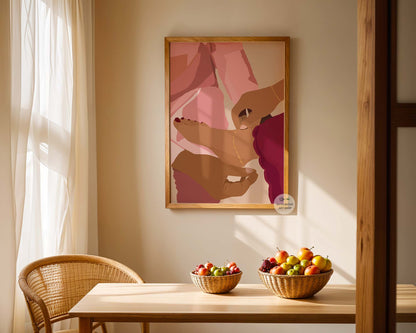 Premium love wall art, gold anklet illustration, warm terracotta fine print
