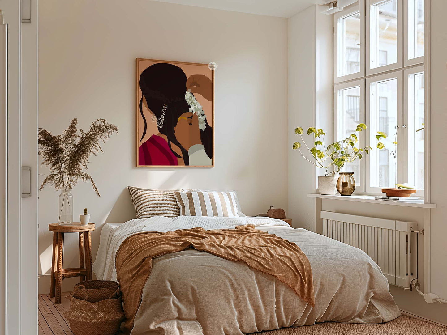 Artistic Indian wall decor capturing quiet romantic gesture and cultural detail