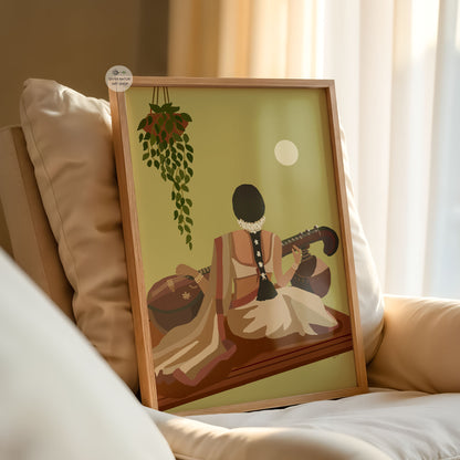 Indian musician wall art for Carnatic music room decor