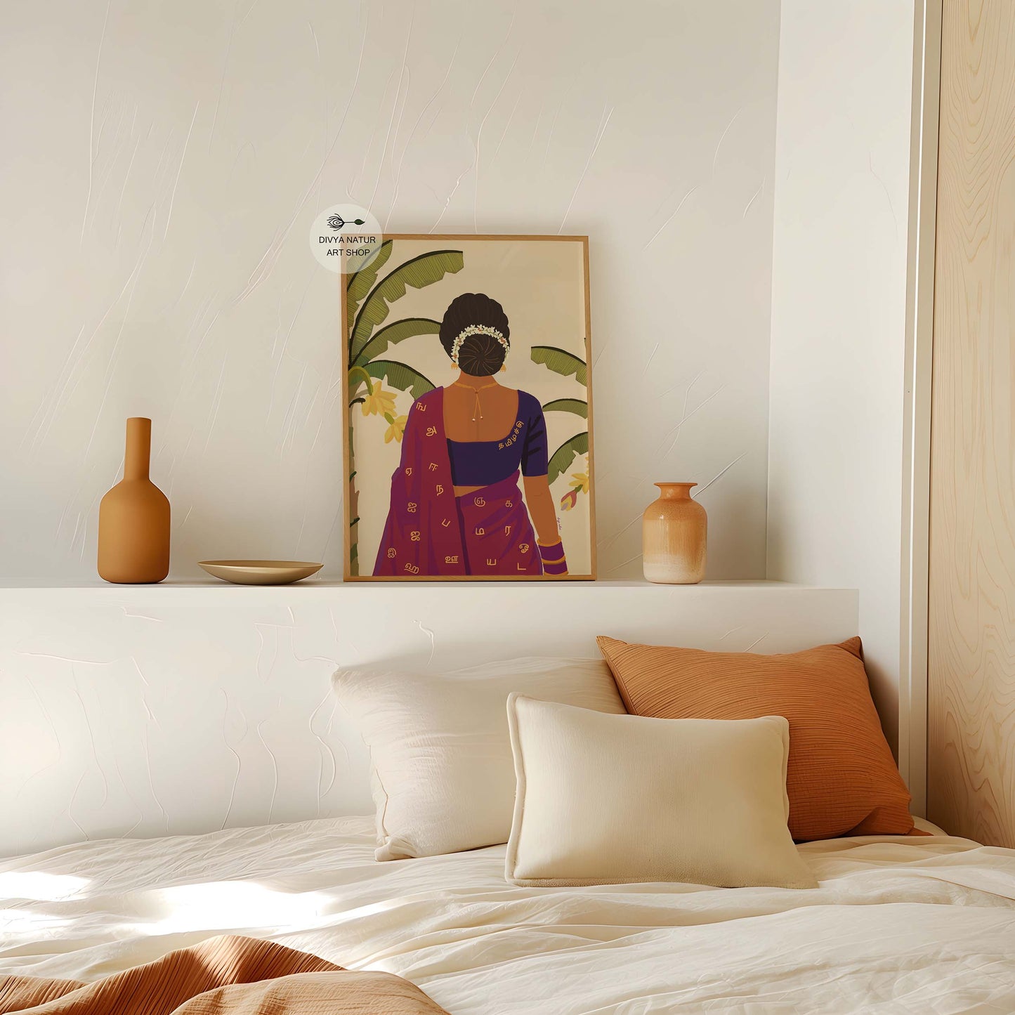 South Indian cultural decor showing Tamilachi in traditional saree