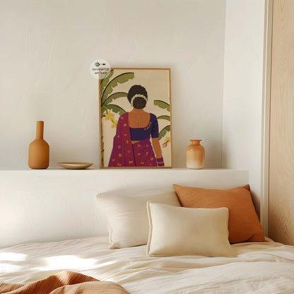South Indian cultural decor showing Tamilachi in traditional saree