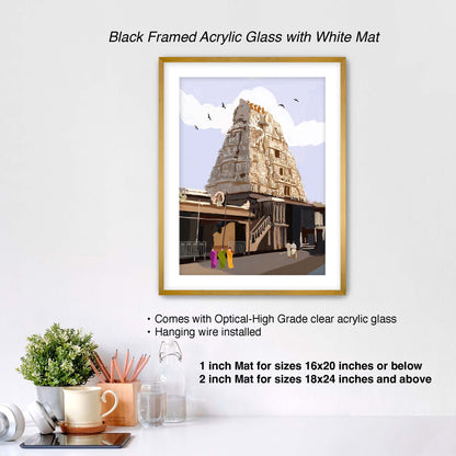 Hindu temple wall decor featuring the majestic gopuram of Kamakshi Amman Temple