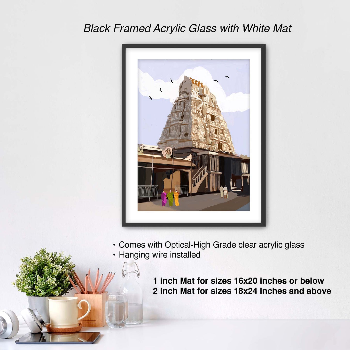 Indian spiritual art print capturing the beauty of Kanchi Kamakshi Temple entrance