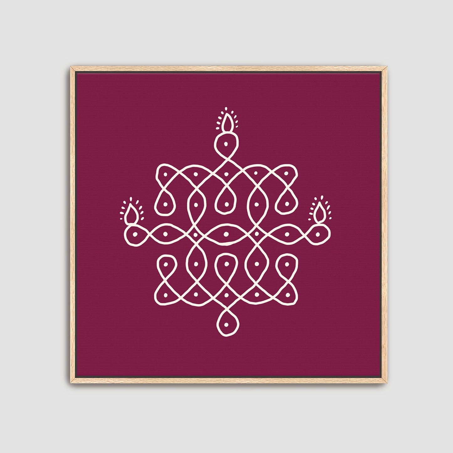 Hand illustrated kolam rangoli gallery wall art celebrating South Indian cultural patterns