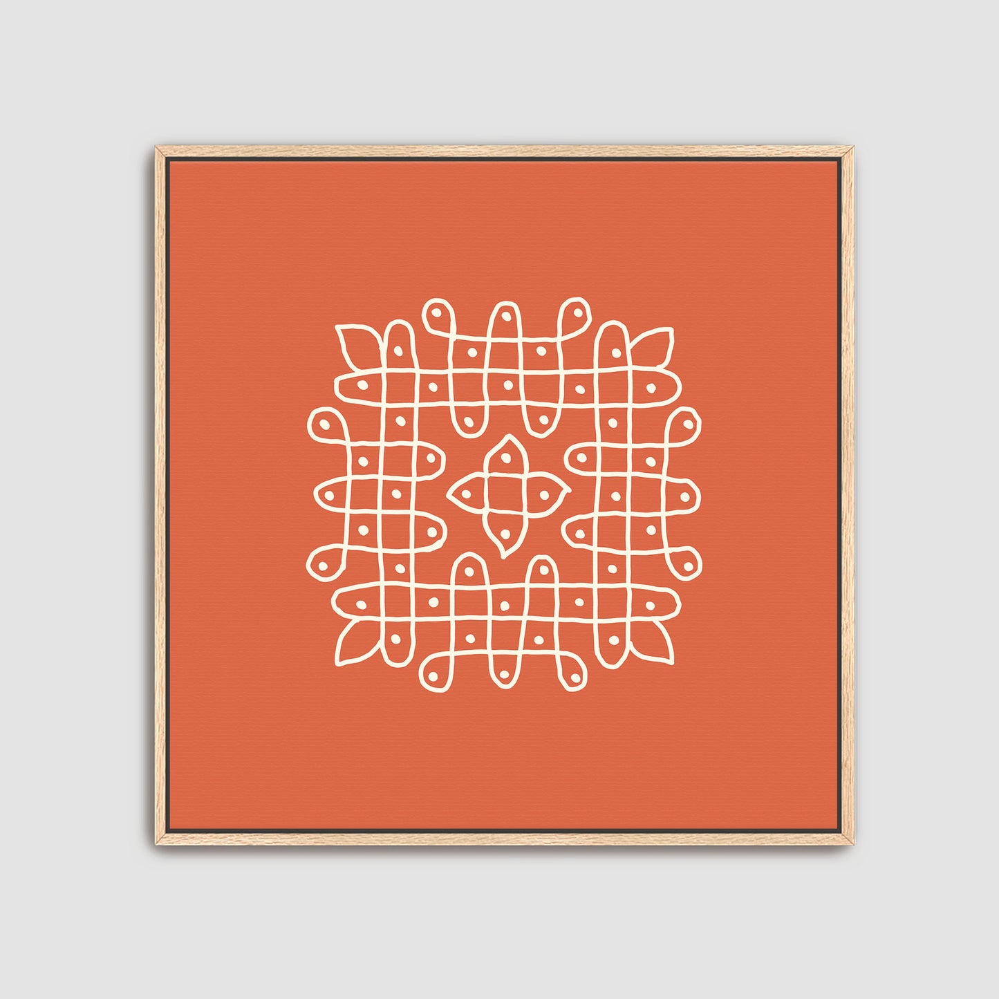 Kolam inspired wall decor set featuring sacred symmetrical patterns and vibrant backgrounds