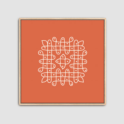 Kolam inspired wall decor set featuring sacred symmetrical patterns and vibrant backgrounds