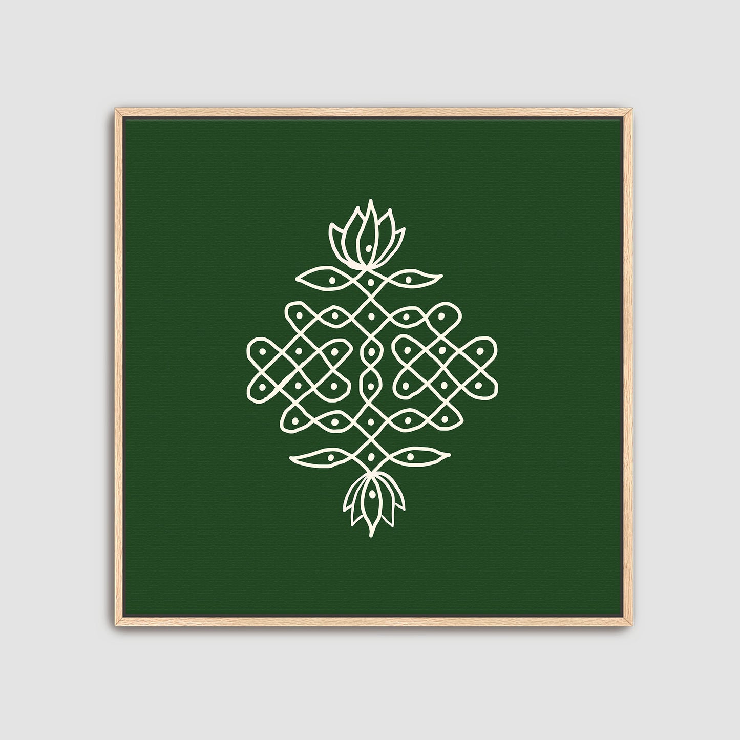 South Indian geometric kolam artwork set creating a modern cultural gallery wall