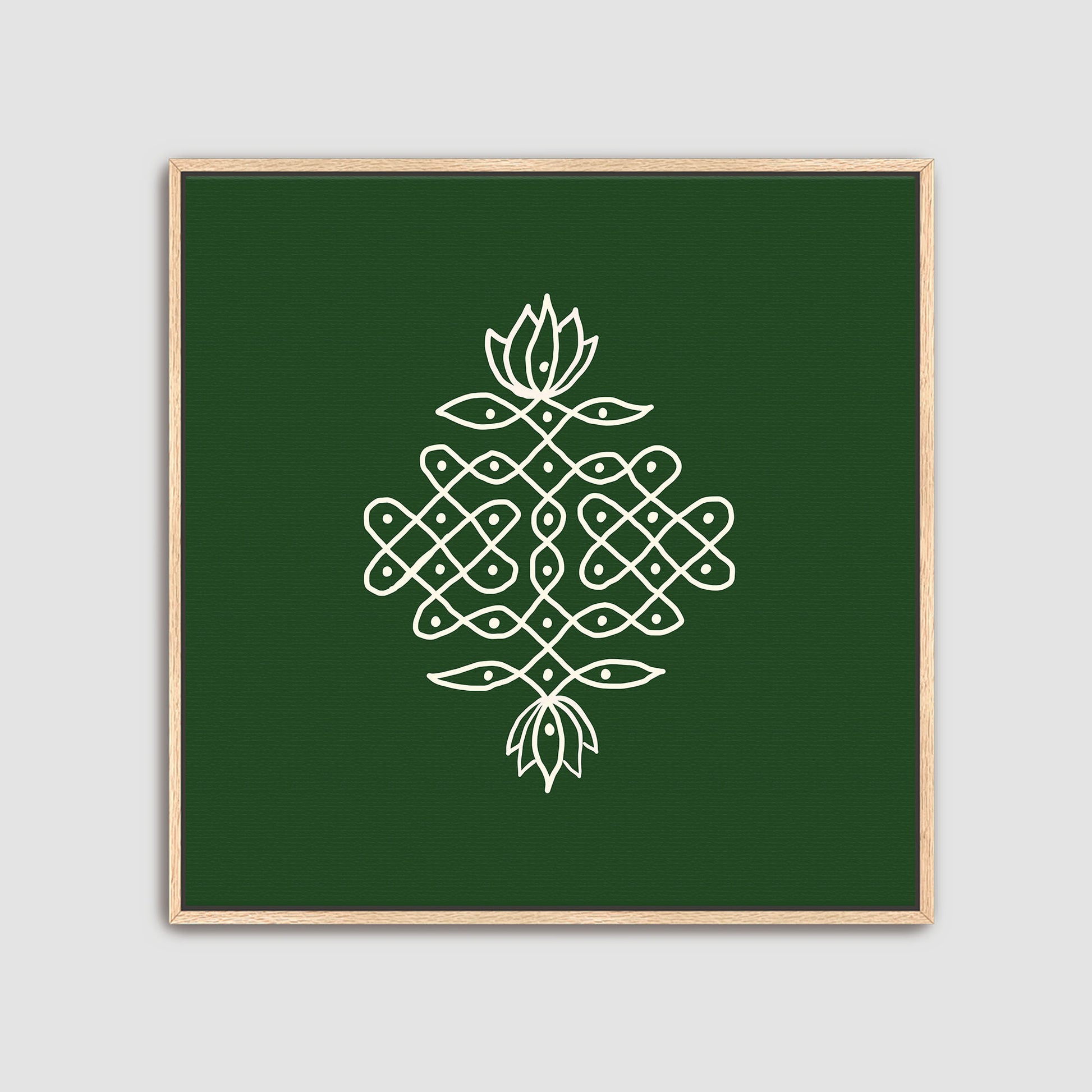 South Indian geometric kolam artwork set creating a modern cultural gallery wall