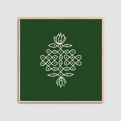South Indian geometric kolam artwork set creating a modern cultural gallery wall