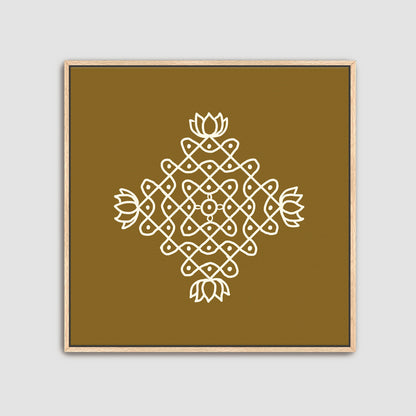 Hand illustrated kolam rangoli artwork set bringing cultural geometric art to interiors