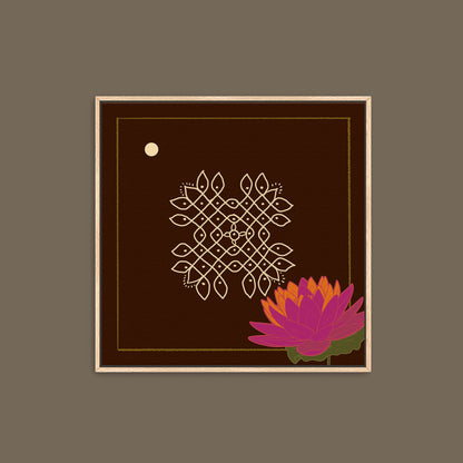 Traditional Tamil Kolam wall decor set with four coordinating square artworks inspired by South Indian culture, flowers and classical traditions.